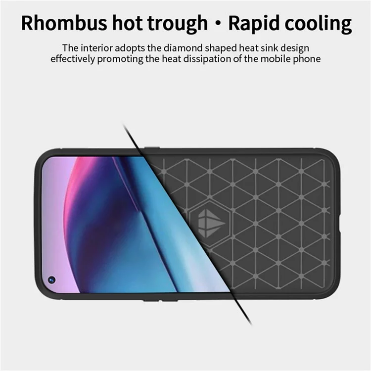 MOFI for OnePlus Nord CE 5G Shockproof Carbon Fiber Texture Brushed Surface Light Slim TPU Cell Phone Case - Black