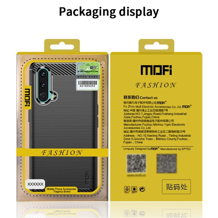 MOFI for OnePlus Nord CE 5G Shockproof Carbon Fiber Texture Brushed Surface Light Slim TPU Cell Phone Case - Black