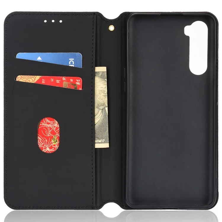 Para OnePlus Nord Rhombus Imprinted PU Leather + TPU Phone Case Stand Wallet Protective Cover - Vermelho