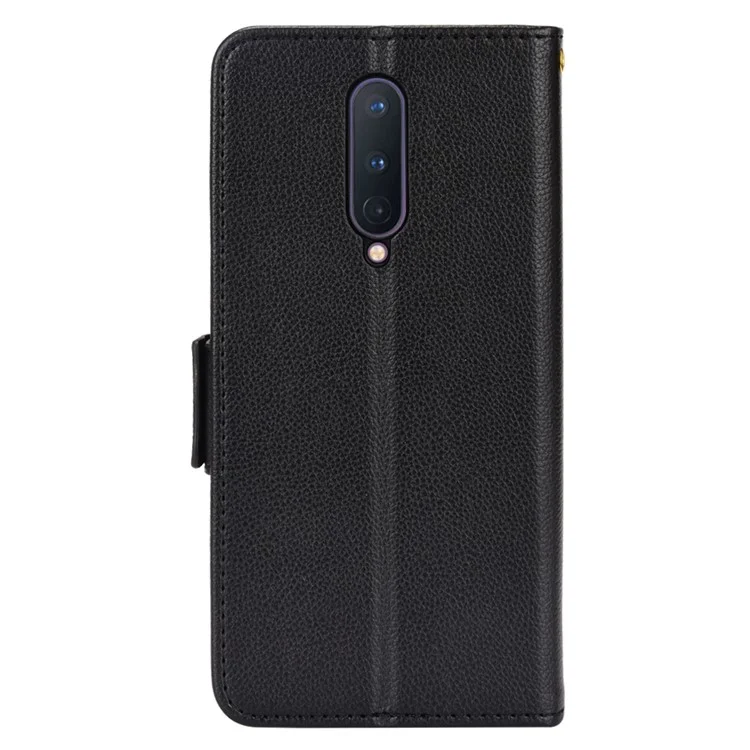 For OnePlus 8 Double Magnetic Clasp Litchi Texture Phone Case Full Protection Leather Cover - Black