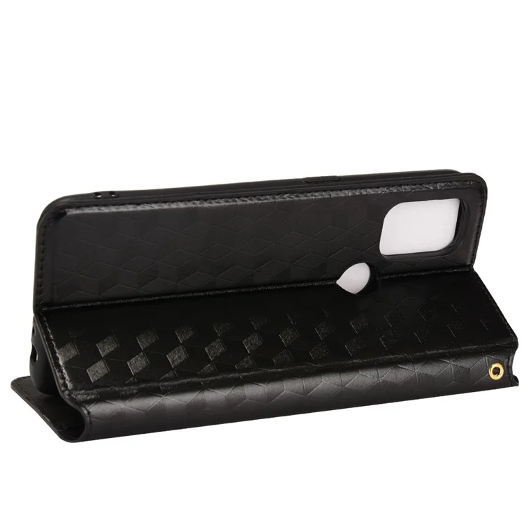 Para OnePlus Nord N10 5G Impresión de la Caja Del Teléfono Rombus PU Cuero de Cuero Cubierta de Billetera de Soporte - Negro