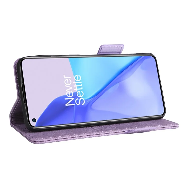 Pour OnePlus 9 (ue / Version Américaine) Cuir + Tpu Dual-couche Côté Défense Côté Cloche de Jardware de Conception de Matériel de Téléphone Avec Support de Portefeuille - Violet