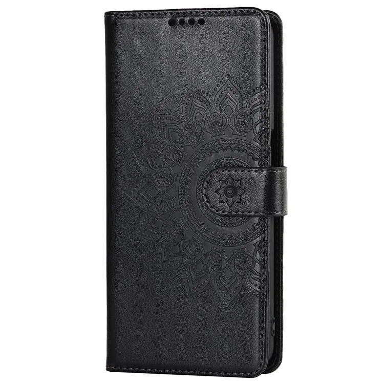 For OnePlus Nord N200 5G R61 Texture Felled Seam Pattern Imprinted Leather Cover Stand Wallet Phone Case - Black