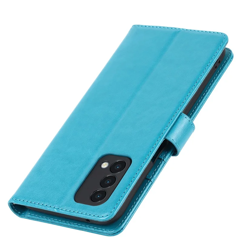 For OnePlus Nord N200 5G R61 Texture Felled Seam Pattern Imprinted Leather Cover Stand Wallet Phone Case - Blue