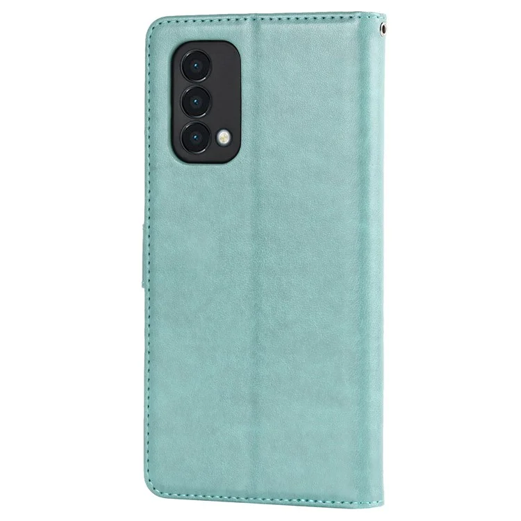 Per OnePlus Nord N200 5G R61 Texture Abbassata Modello di Cucitura Impronta Copertina Copertina Portafoglio Telefono Telefono - Verde Chiaro