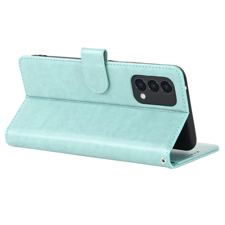 Per OnePlus Nord N200 5G R61 Texture Abbassata Modello di Cucitura Impronta Copertina Copertina Portafoglio Telefono Telefono - Verde Chiaro