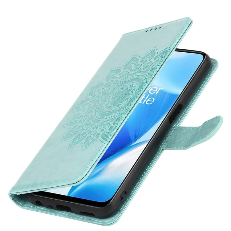Per OnePlus Nord N200 5G R61 Texture Abbassata Modello di Cucitura Impronta Copertina Copertina Portafoglio Telefono Telefono - Verde Chiaro