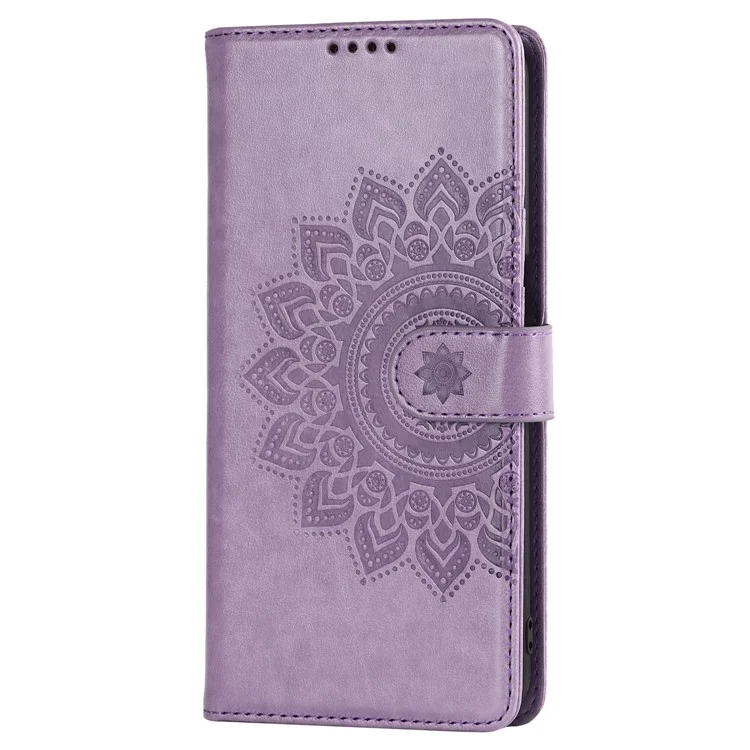For OnePlus Nord N200 5G R61 Texture Felled Seam Pattern Imprinted Leather Cover Stand Wallet Phone Case - Purple