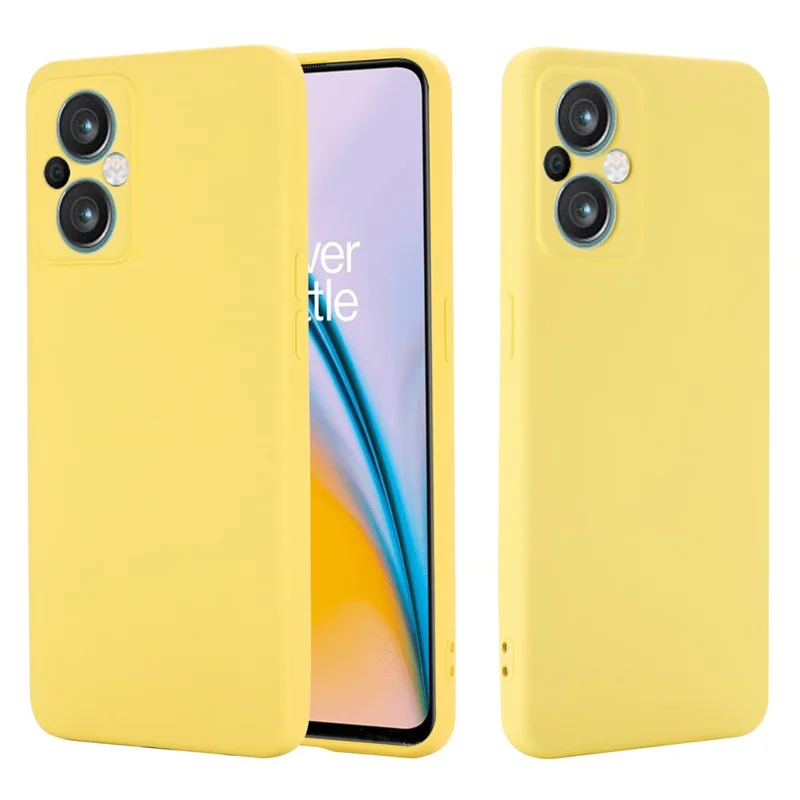 For OnePlus Nord N20 5G Solid Color Liquid Silicone Phone Protector Scratch-resistant Shell Cover with Strap - Yellow