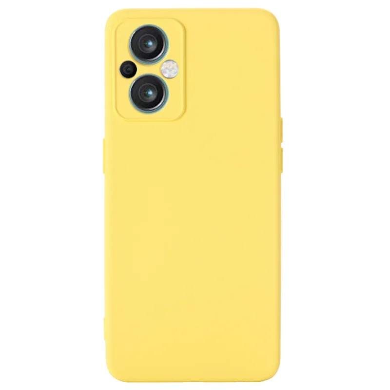 For OnePlus Nord N20 5G Solid Color Liquid Silicone Phone Protector Scratch-resistant Shell Cover with Strap - Yellow