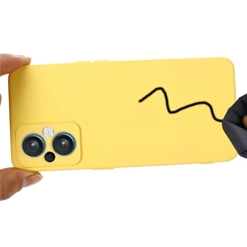 For OnePlus Nord N20 5G Solid Color Liquid Silicone Phone Protector Scratch-resistant Shell Cover with Strap - Yellow