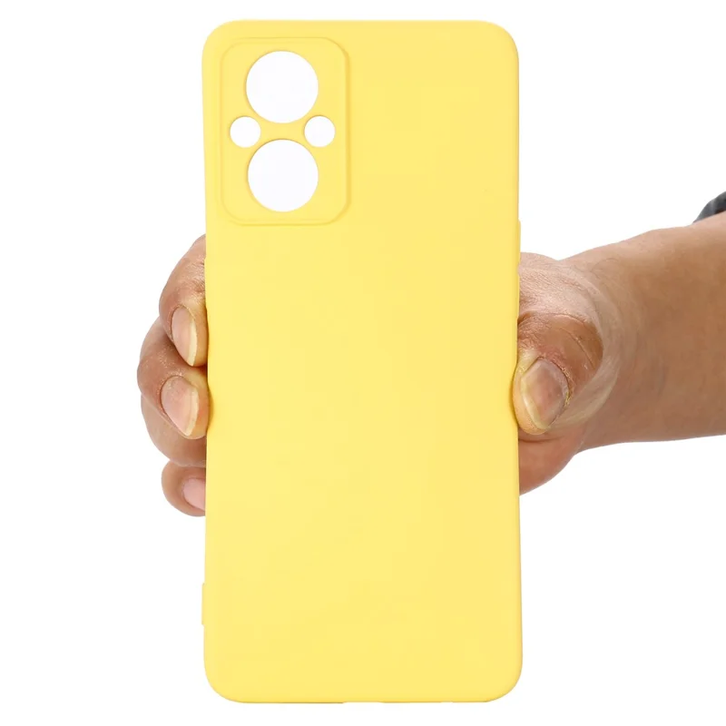 For OnePlus Nord N20 5G Solid Color Liquid Silicone Phone Protector Scratch-resistant Shell Cover with Strap - Yellow