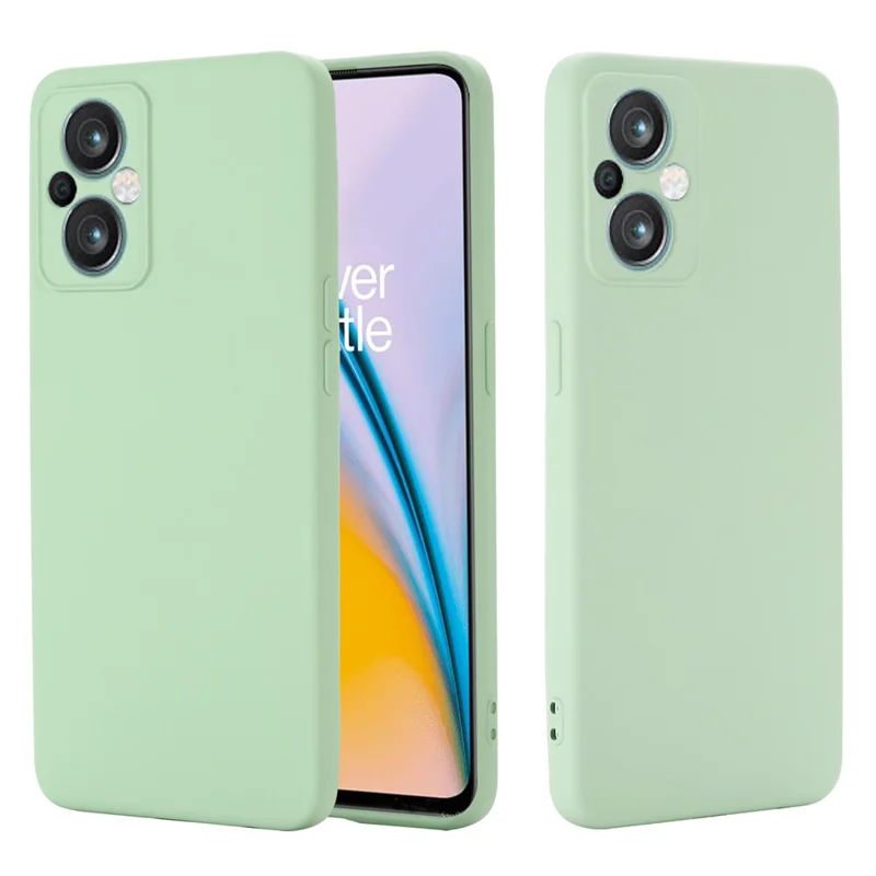 For OnePlus Nord N20 5G Solid Color Liquid Silicone Phone Protector Scratch-resistant Shell Cover with Strap - Green