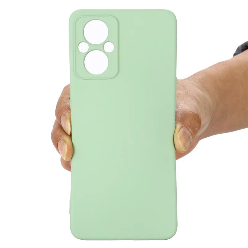 For OnePlus Nord N20 5G Solid Color Liquid Silicone Phone Protector Scratch-resistant Shell Cover with Strap - Green