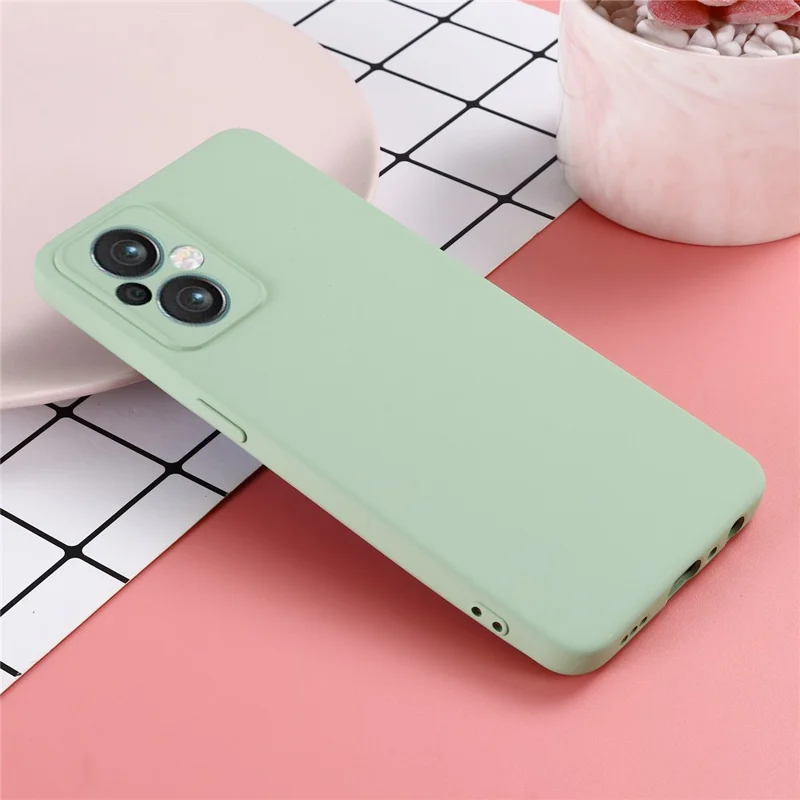 For OnePlus Nord N20 5G Solid Color Liquid Silicone Phone Protector Scratch-resistant Shell Cover with Strap - Green