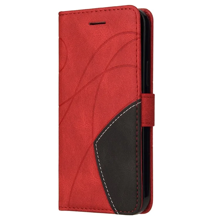 For OnePlus 10 Pro 5G, Leather Case Wallet Stand Color Splicing Phone Cover - Red