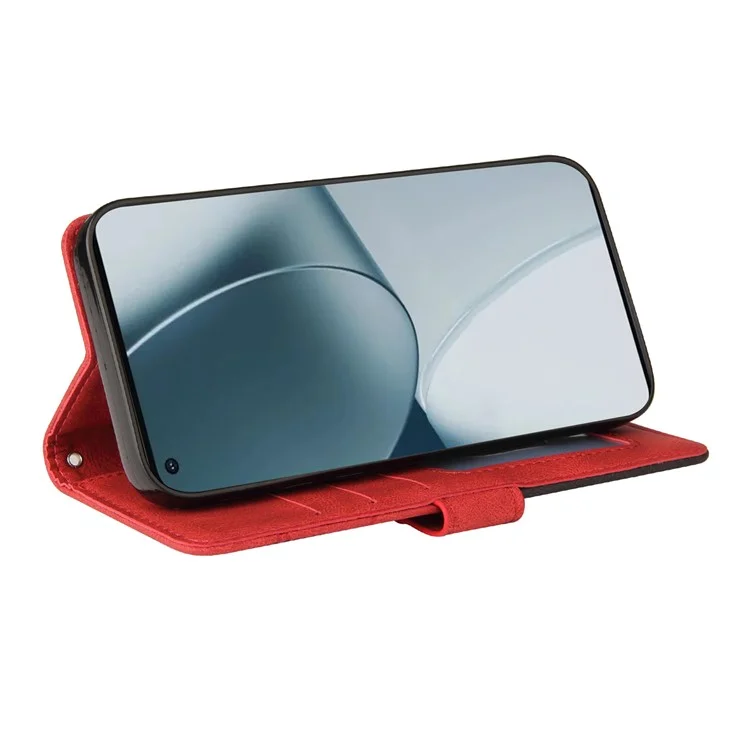 For OnePlus 10 Pro 5G, Leather Case Wallet Stand Color Splicing Phone Cover - Red