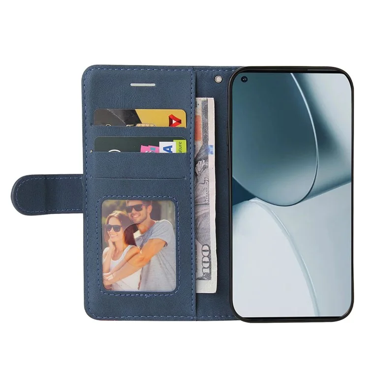 KT Leather Series-1 Color Splicing Phone Case for OnePlus 10 Pro 5G, Custodia Portafoglio in Pelle PU con Supporto - Blu