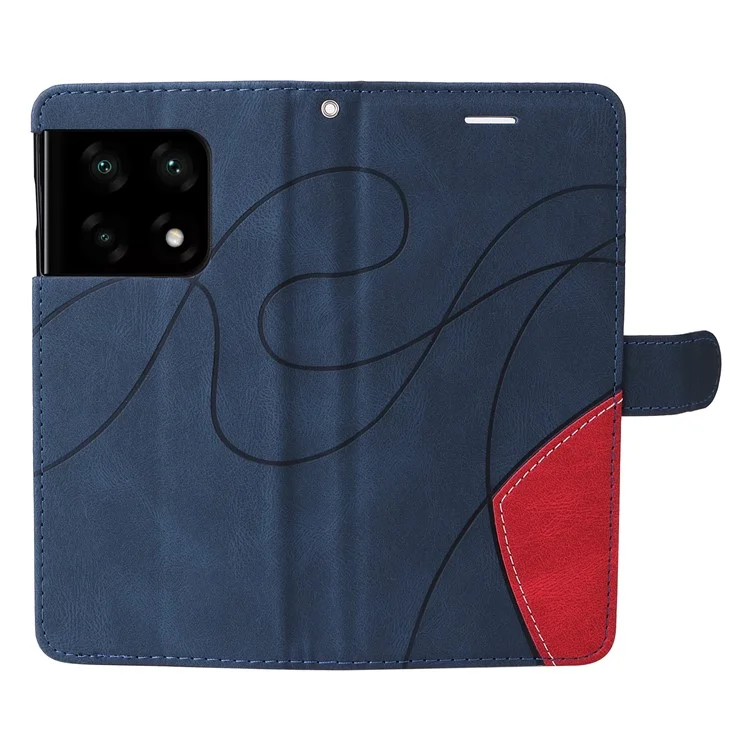 KT Leather Series-1 Color Splicing Phone Case for OnePlus 10 Pro 5G, Custodia Portafoglio in Pelle PU con Supporto - Blu