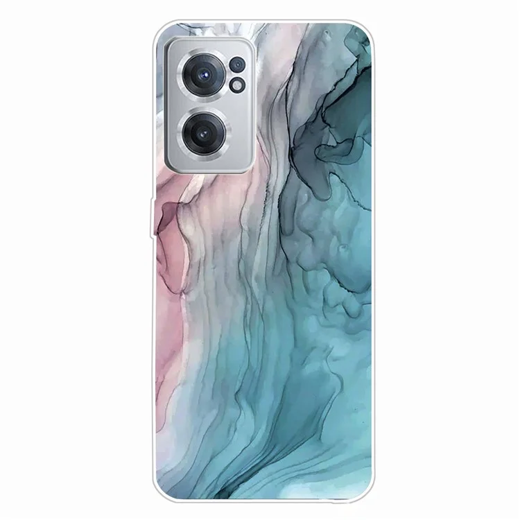 For OnePlus Nord CE 2 5G Soft TPU IMD Abstract Marble Pattern Design Drop-proof Protection Cell Phone Case - Style A