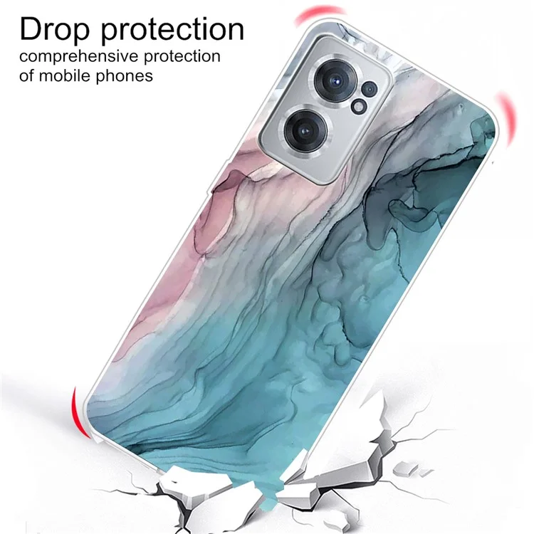 For OnePlus Nord CE 2 5G Soft TPU IMD Abstract Marble Pattern Design Drop-proof Protection Cell Phone Case - Style A