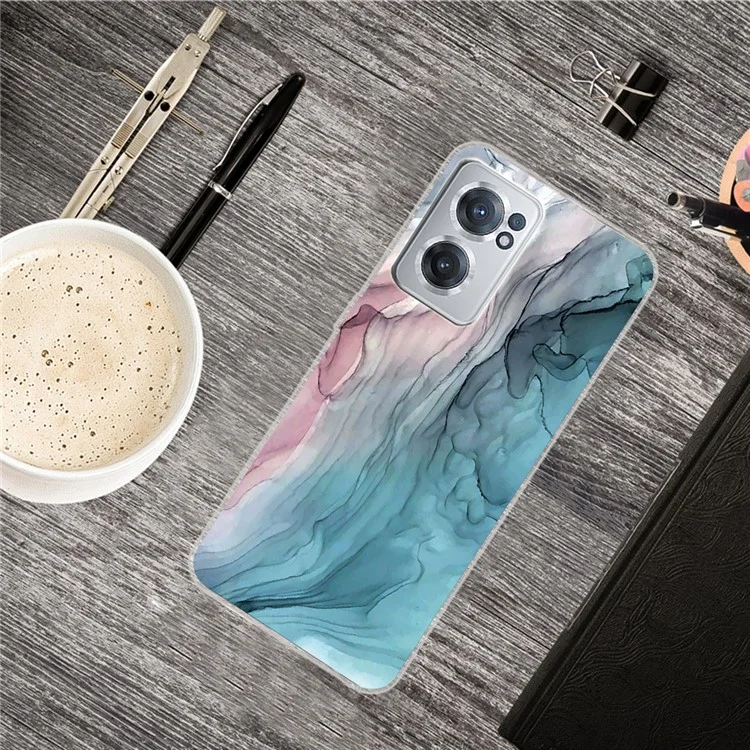 For OnePlus Nord CE 2 5G Soft TPU IMD Abstract Marble Pattern Design Drop-proof Protection Cell Phone Case - Style A