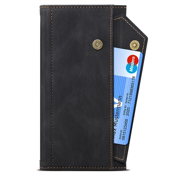 ESEBLE Pour OnePlus 10 Pro 5G Étui Portefeuille Pliable Multi-fonctionnel Pochette Zippée - Noir