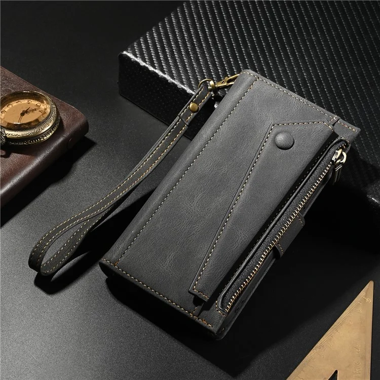 ESEBLE Pour OnePlus 10 Pro 5G Étui Portefeuille Pliable Multi-fonctionnel Pochette Zippée - Noir