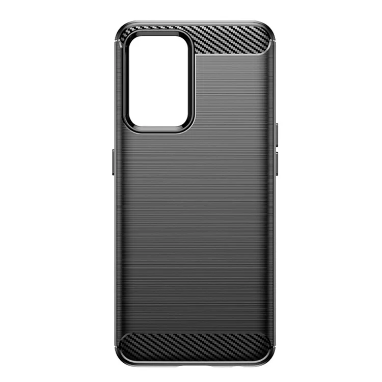 For OnePlus Nord CE 2 5G Carbon Fiber Texture Scratch Resistant Phone Case Brushed Surface 1.8mm TPU Protective Cover - Black