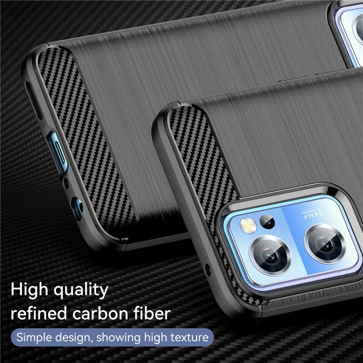 For OnePlus Nord CE 2 5G Carbon Fiber Texture Scratch Resistant Phone Case Brushed Surface 1.8mm TPU Protective Cover - Black