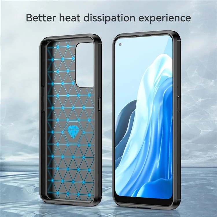 For OnePlus Nord CE 2 5G Carbon Fiber Texture Scratch Resistant Phone Case Brushed Surface 1.8mm TPU Protective Cover - Black