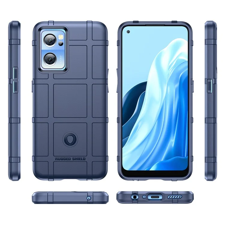 Für OnePlus Nord CE 2 5G Robustes Quadratraster-Design Stoßfestes Verdicktes Weiches TPU-Handyhülle Anti-Fingerabdruck Stoßstange Schützende Abdeckung - Blau