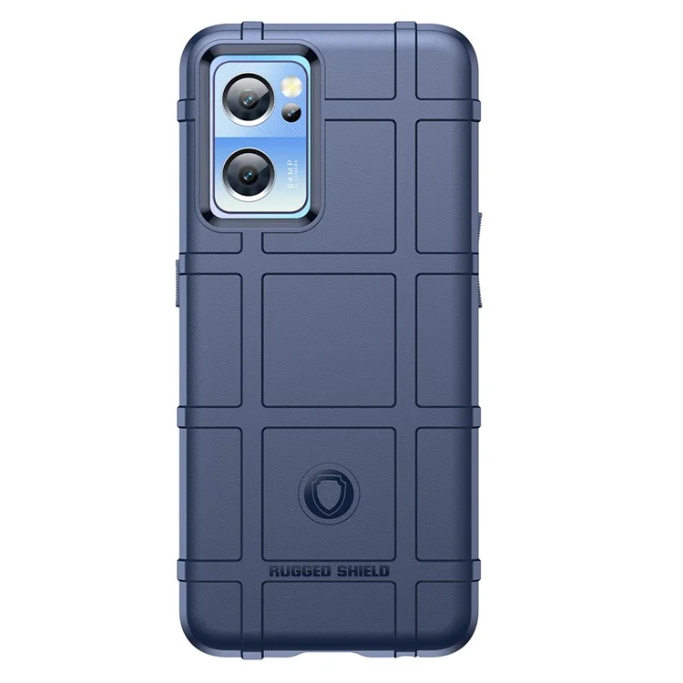 Für OnePlus Nord CE 2 5G Robustes Quadratraster-Design Stoßfestes Verdicktes Weiches TPU-Handyhülle Anti-Fingerabdruck Stoßstange Schützende Abdeckung - Blau