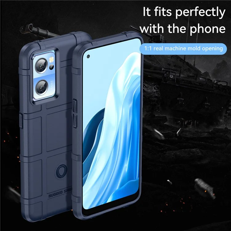 Für OnePlus Nord CE 2 5G Robustes Quadratraster-Design Stoßfestes Verdicktes Weiches TPU-Handyhülle Anti-Fingerabdruck Stoßstange Schützende Abdeckung - Blau