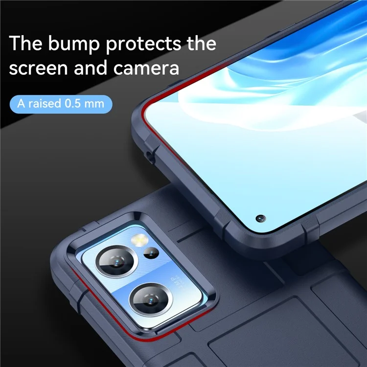 Für OnePlus Nord CE 2 5G Robustes Quadratraster-Design Stoßfestes Verdicktes Weiches TPU-Handyhülle Anti-Fingerabdruck Stoßstange Schützende Abdeckung - Blau
