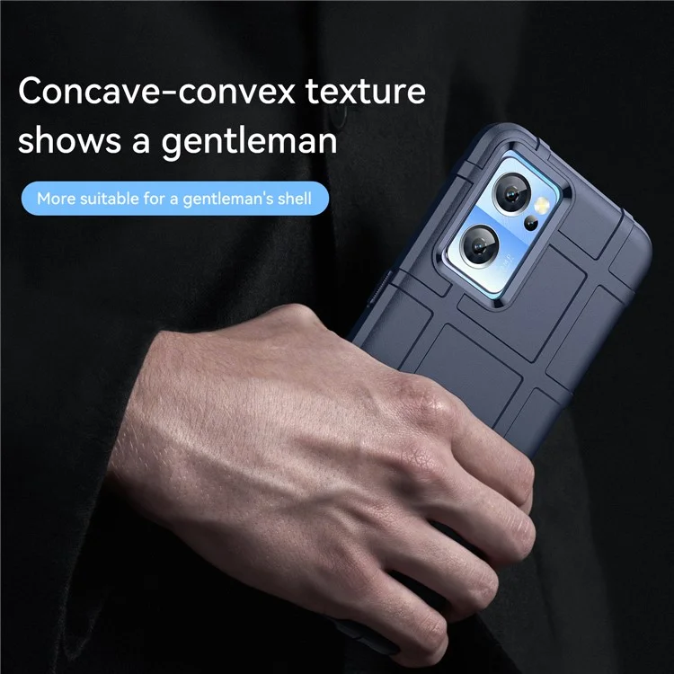 Für OnePlus Nord CE 2 5G Robustes Quadratraster-Design Stoßfestes Verdicktes Weiches TPU-Handyhülle Anti-Fingerabdruck Stoßstange Schützende Abdeckung - Blau