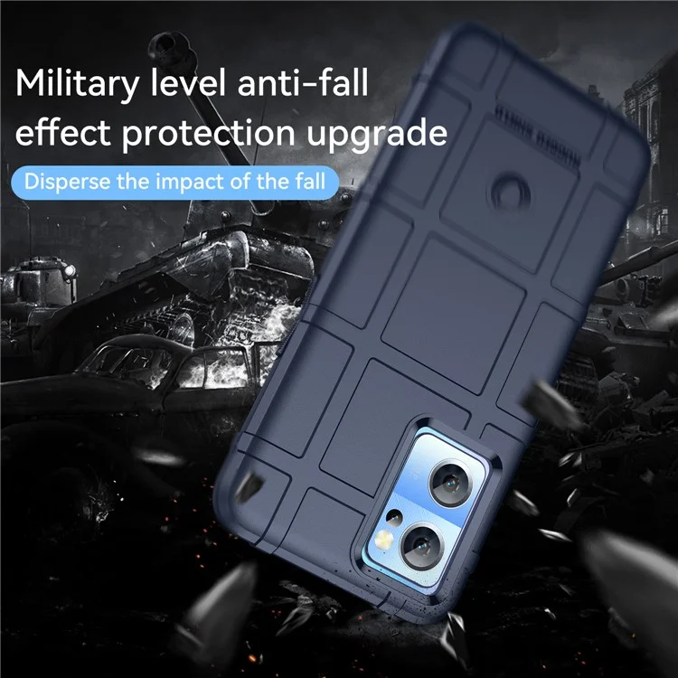 Für OnePlus Nord CE 2 5G Robustes Quadratraster-Design Stoßfestes Verdicktes Weiches TPU-Handyhülle Anti-Fingerabdruck Stoßstange Schützende Abdeckung - Blau