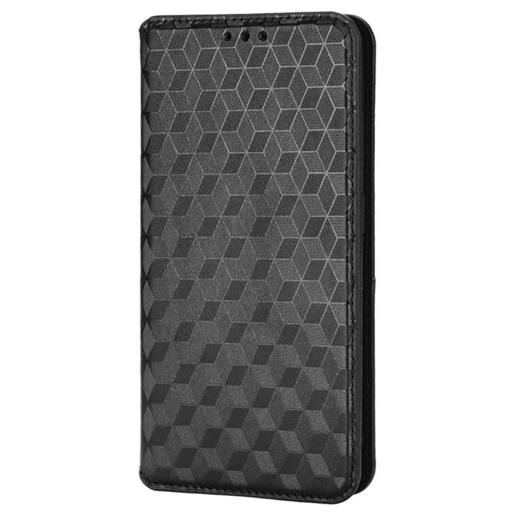 For OnePlus Nord CE 2 5G Rhombus Imprinted Stand Wallet PU Leather Case Magnetic Absorption Phone Cover - Black