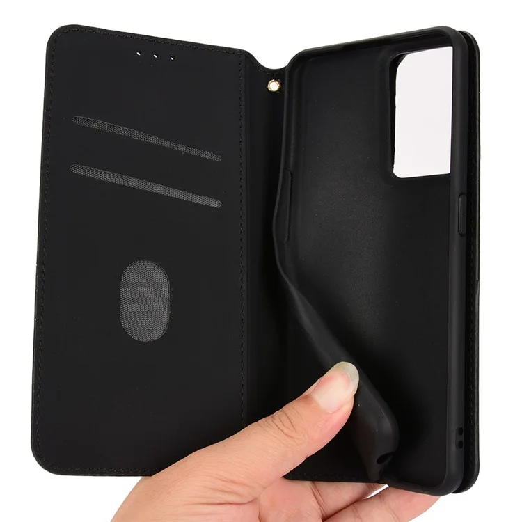 For OnePlus Nord CE 2 5G Rhombus Imprinted Stand Wallet PU Leather Case Magnetic Absorption Phone Cover - Black
