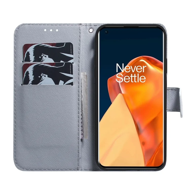 Wallet Phone Case for OnePlus Nord CE 2 5G Pattern Printed PU Leather Folio Flip Cover Magnetic Closure Shell with Stand - Wolf
