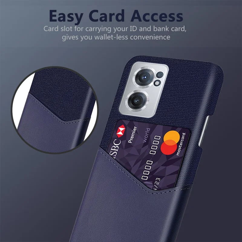 For OnePlus Nord CE 2 5G Card Slots Phone Case Cloth + PC + PU Leather Fall Proof Back Cover - Blue
