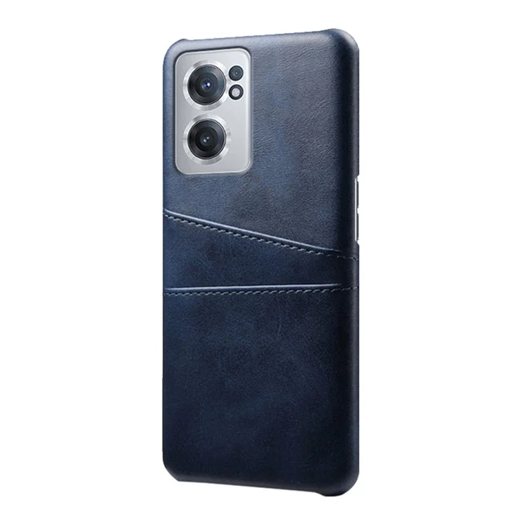Funda para teléfono OnePlus Nord CE 5G, protección de doble capa, revestimiento de piel sintética de PU y cubierta dura de PC, dos ranuras para tarjetas, protector de teléfono móvil - Azul