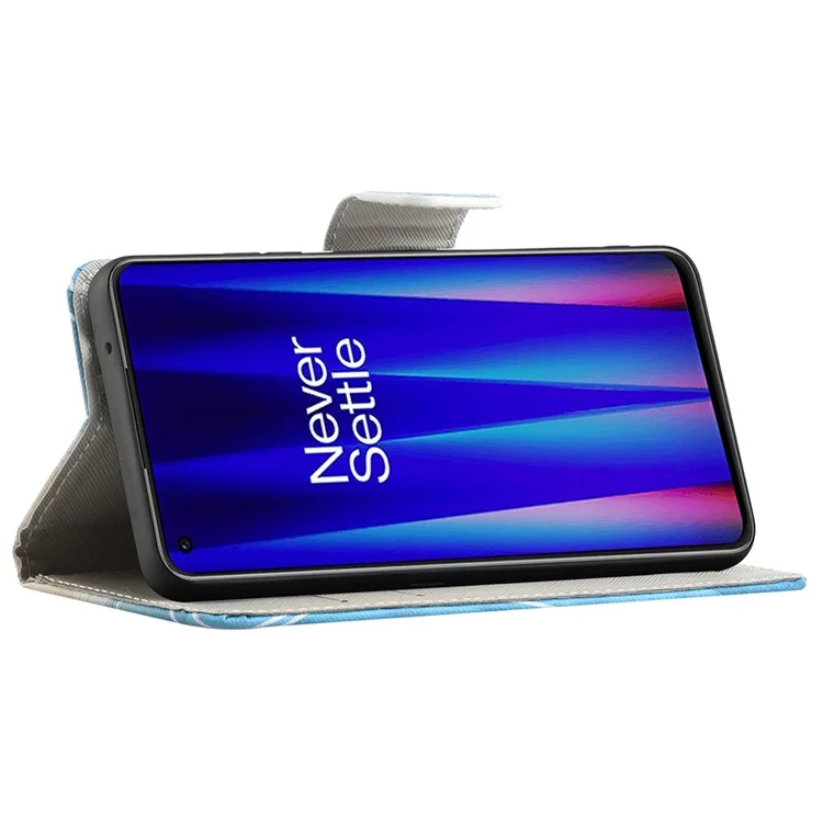 Para OnePlus Nord CE 2 5G Cross Texture PU Libro de Cuero Libro de Billetera Patrón de Impresión Plegado Propiedad de Protección Completa Folio Flip Cover - Árbol Verde