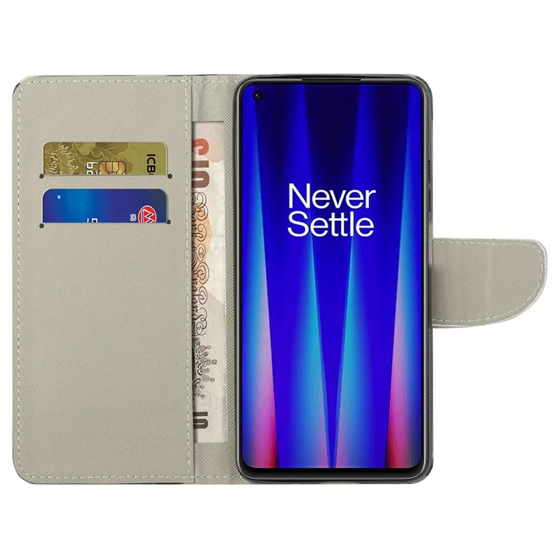 For OnePlus Nord CE 2 5G Cross Texture PU Leather Book Wallet Case Pattern Printing Folding Stand Full Protection Folio Flip Cover - Sparkling Butterflies