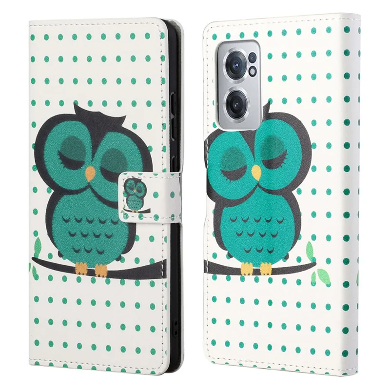 Pattern Printing Leather Case for OnePlus Nord CE 2 5G, Full-Protected Cover Shell with Wallet Stand - Single Owl