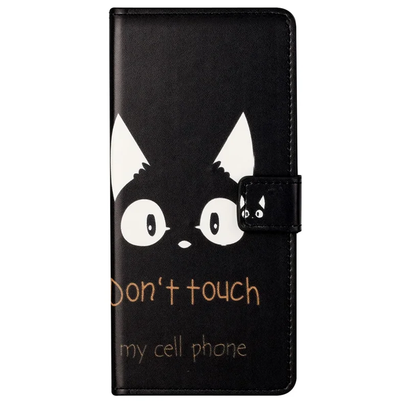 Pattern Printing Leather Case for OnePlus Nord CE 2 5G, Full-Protected Cover Shell with Wallet Stand - Black Cat