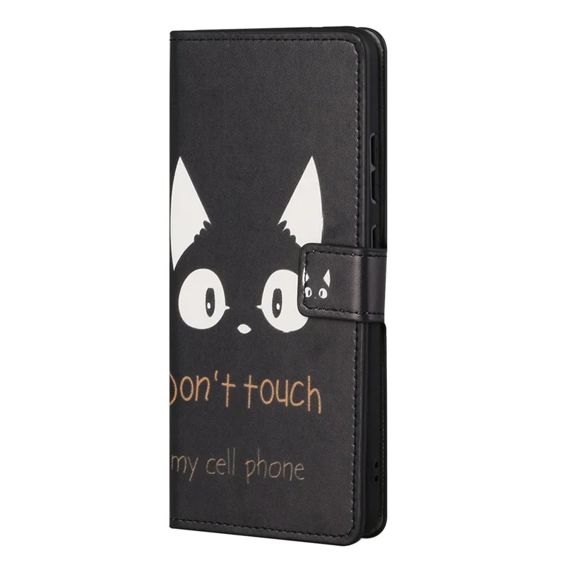 Pattern Printing Leather Case for OnePlus Nord CE 2 5G, Full-Protected Cover Shell with Wallet Stand - Black Cat