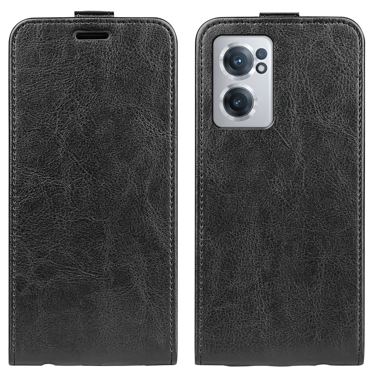 Кожаная Кожаная Кожаная Корпуса Для OnePlus Nord CE 2 5G, Держатель Карты Crazy Horse Texture Мобильный Телефон - Черный