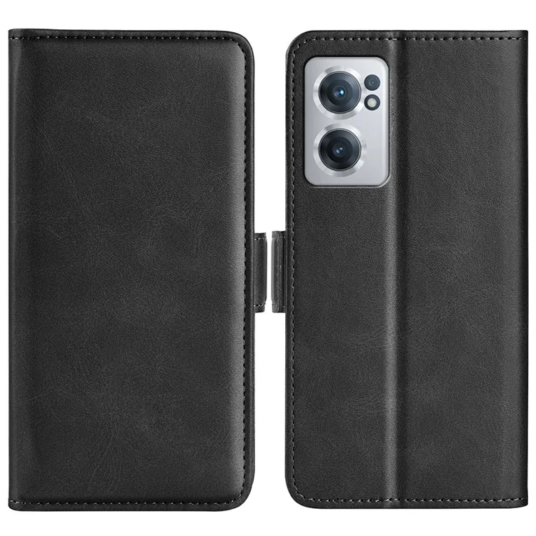 Textured PU Leather Phone Case for OnePlus Nord CE 2 5G Shockproof Folio Flip Cover Magnetic Closure Wallet Stand Case - Black