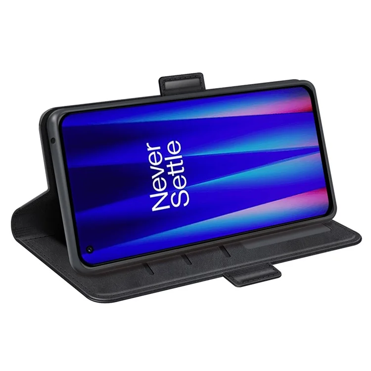 Textured PU Leather Phone Case for OnePlus Nord CE 2 5G Shockproof Folio Flip Cover Magnetic Closure Wallet Stand Case - Black